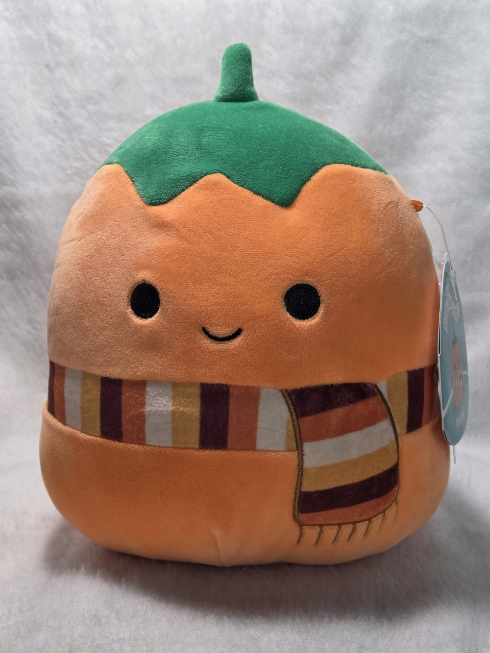 KALANI Squishmallows 8" Orange Pumpkin with Autumn Scarf Green Top Halloween